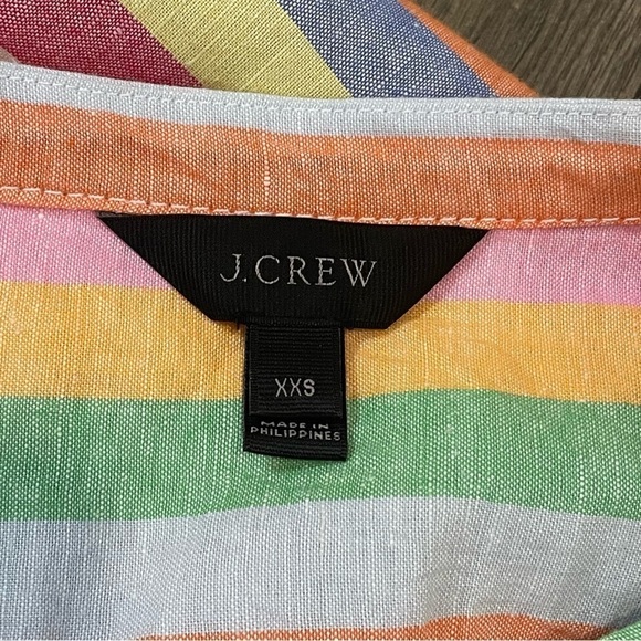 J Crew Women's Rainbow Candy Striped Pockets Linen Blend Dress Sz XXS - Picture 7 of 9